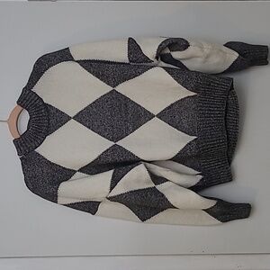 H&M x Pringle of Scotland Woman's Medium Grey and White Sweater